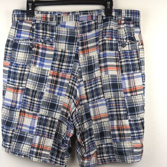 Berle Cotton Madras Plaid Multicolor Patchwork Men's Shorts Size 36 80's Preppy - Picture 7 of 13